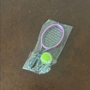 Pink Tennis Racket Keychain with Green Ball. NWOT